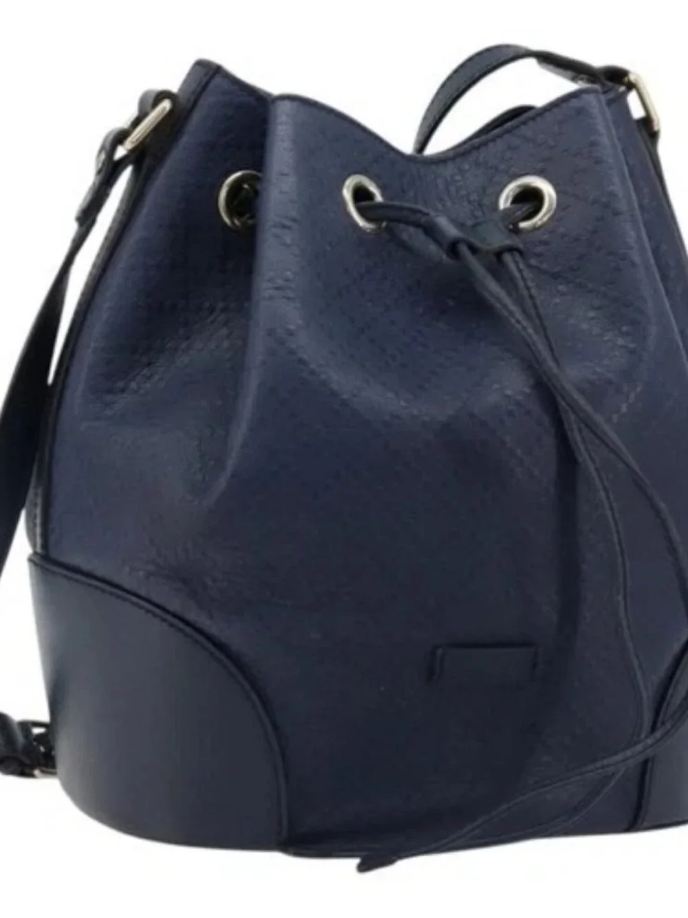 GUCCI Diamante Shoulder Bag Leather Navy Silver 354228 Auth 181216